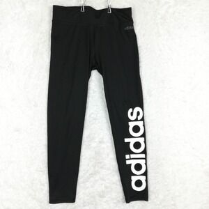 Adidas Womens‎ Pants Legging Black Big Spellout Climalite Athletic Pull On L